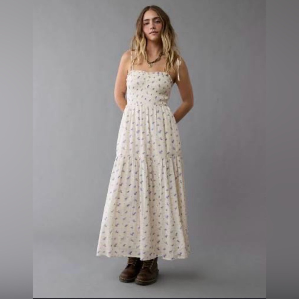 AE American Eagle Smocked bodice midi dress - Picture 2 of 7